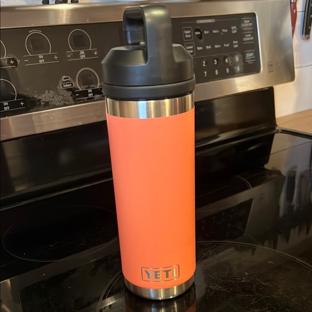 YETI coral Stainless Steel Tumbler with chug cap